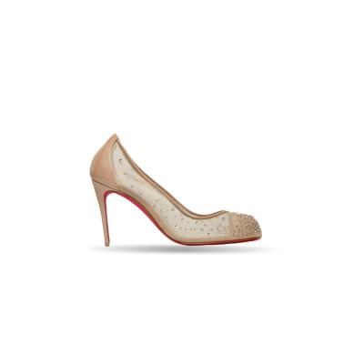 CHRISTIAN LOUBOUTIN CALFSKIN SLIP-ON ROUND TOE STILETTO HEELS, 6.5CM, WOMEN'S NUDE COLOR S39WL0170P7380HB021